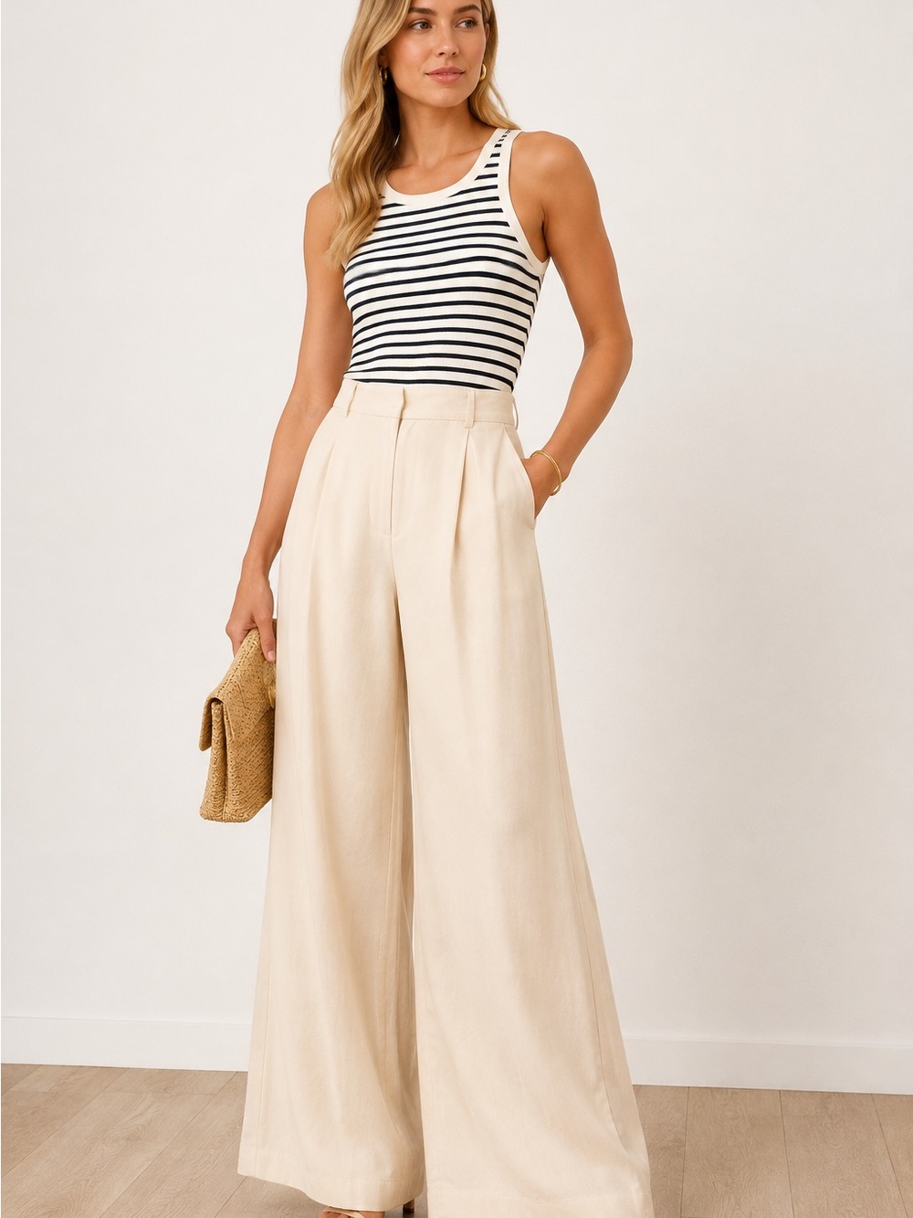 Pomander Place Cava Wide Leg Pants Tan | NWT | Size Large
